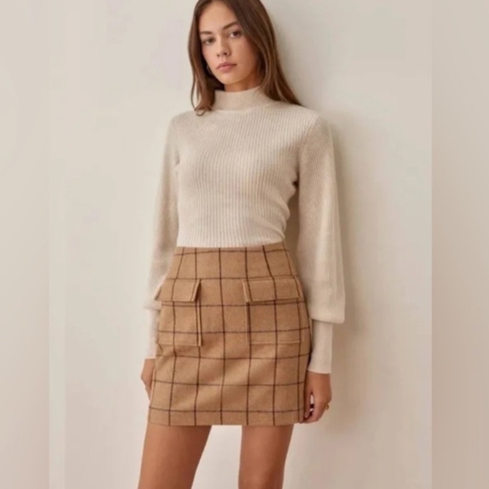NWOT Reformation Janis Skirt - Brown Check